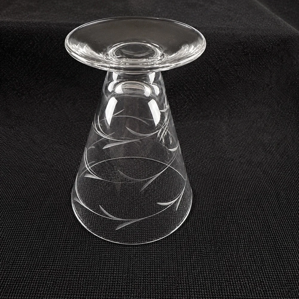 Vintage Etched Vine Footed Pilsner Style Tumbler Glasses Set of 4 Clear 4.75